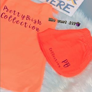 Neon orange booty short set‼️SOLD‼️